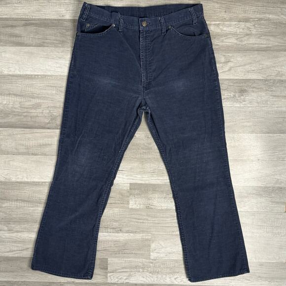37.5 X 29 Levis 517 Vintage 80s Cords Bootcut Corduroy Pants Jeans Navy Western - Picture 3 of 9